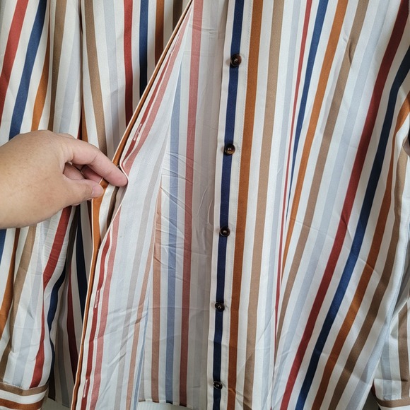 Lafayette 148 Silk Multicolored Vertical Striped Button Down Blouse Shirt Small - Picture 5 of 9